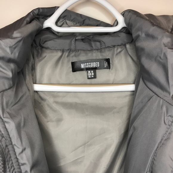 Missguided Grey Hooded Puffer Jacket - Picture 10 of 12